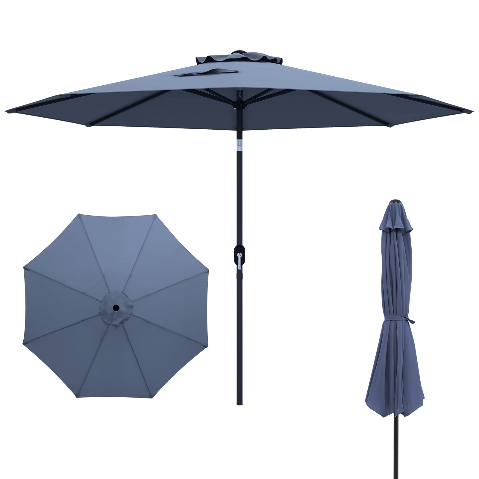 10 Ft Outdoor Patio Umbrella with Tilt and Crank - 7 Colors