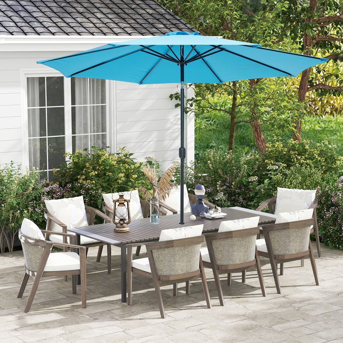 10 Ft Outdoor Patio Umbrella with Tilt and Crank - 7 Colors