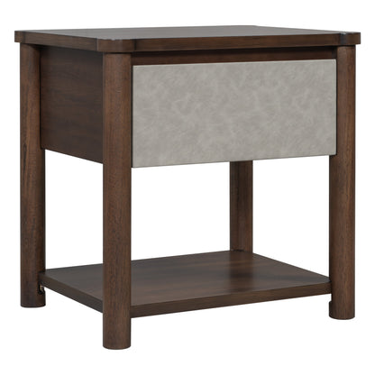 Modern King Bed Frame Set with 2 Nightstands - Gray/Walnut