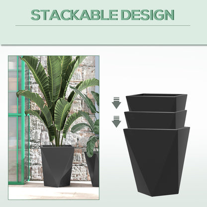 Set of 3 Tall Planters - Black
