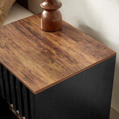 Set of 2 Mid Century Modern Nightstands - Black + Brown