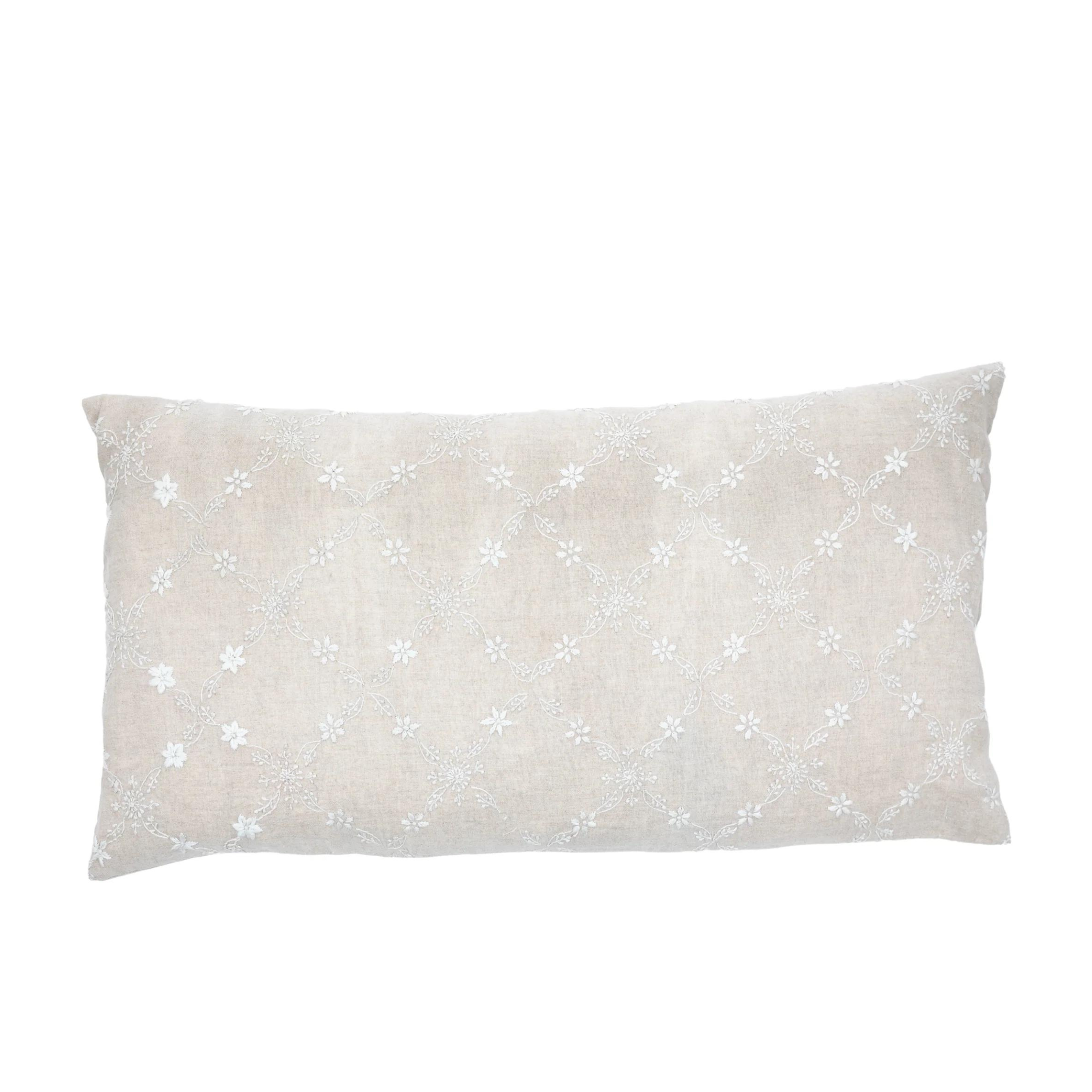 Grace Lucknow Lumbar Pillow Cover Natural Linen