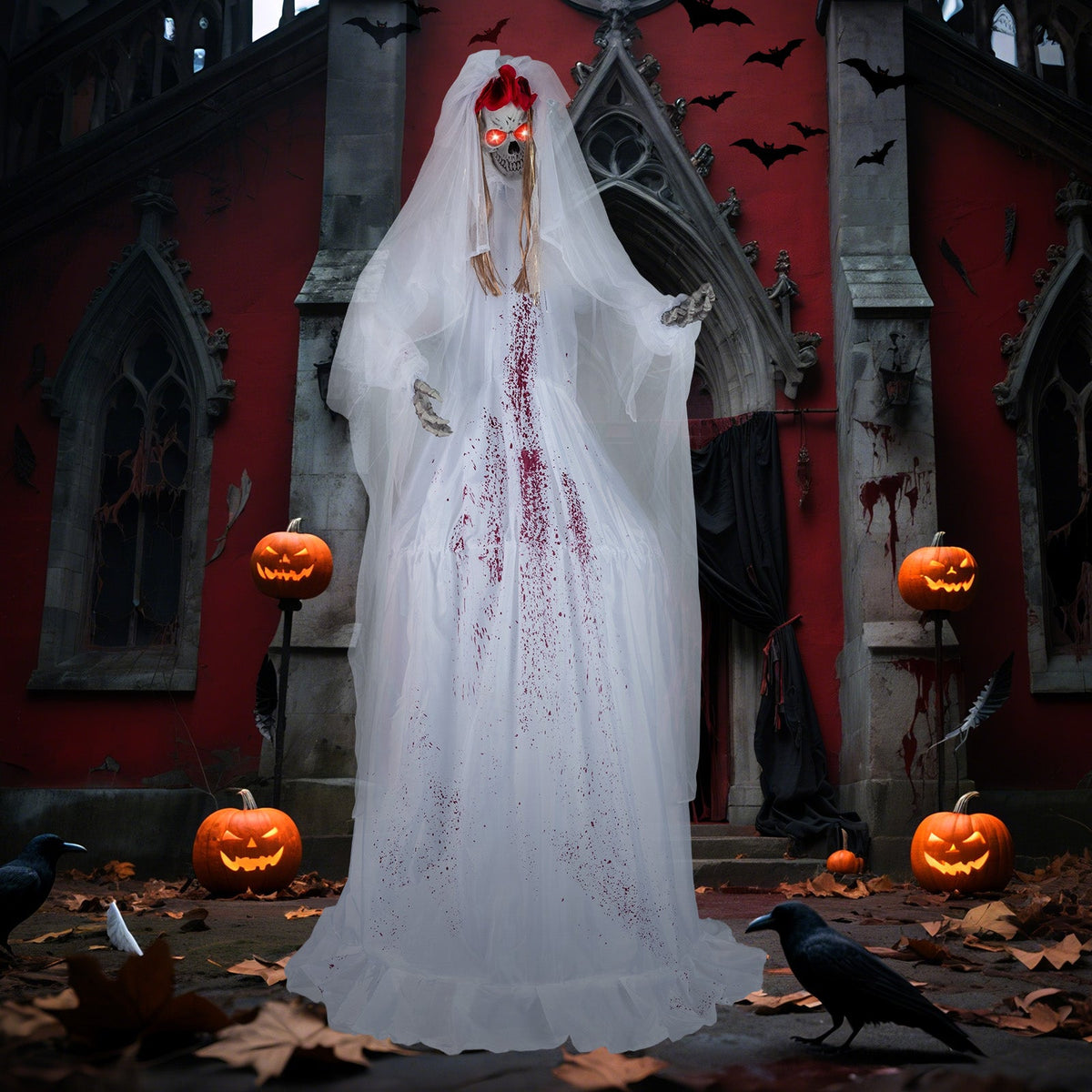 Haunted Animatronic Standing Bride - 7.2 FT Halloween Decoration