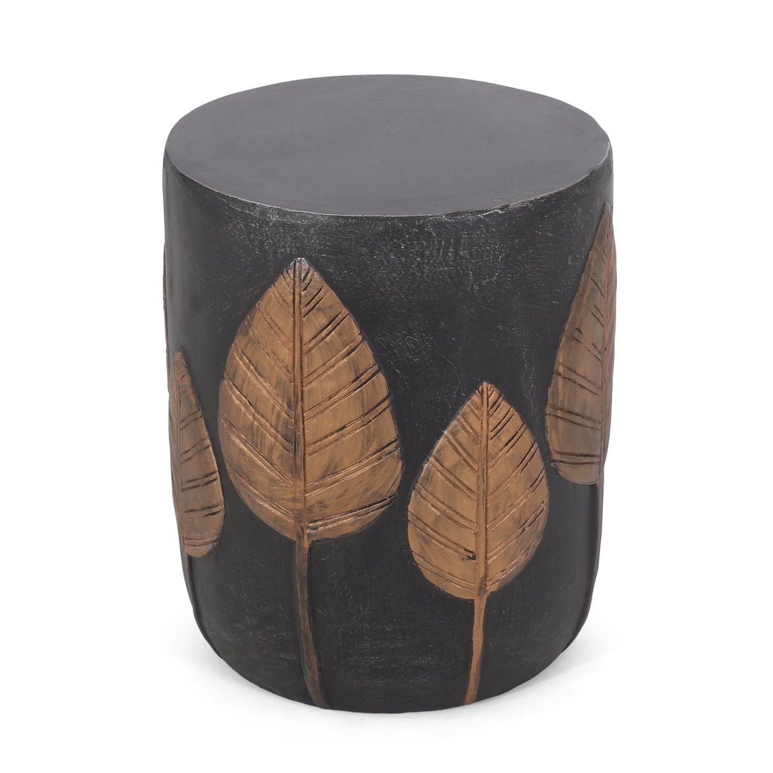 Outdoor Light Weight Concrete Side Table - Black/Copper