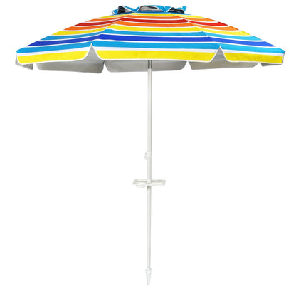 7.2 Ft Portable Outdoor Beach Umbrella with Sand Anchor and Tilt Mechanism