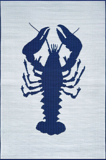 Lobster Blue &amp; White Outdoor Mat