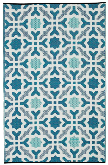 (SALE) Seville - Blue &amp; Teal Reversible Outdoor Rug