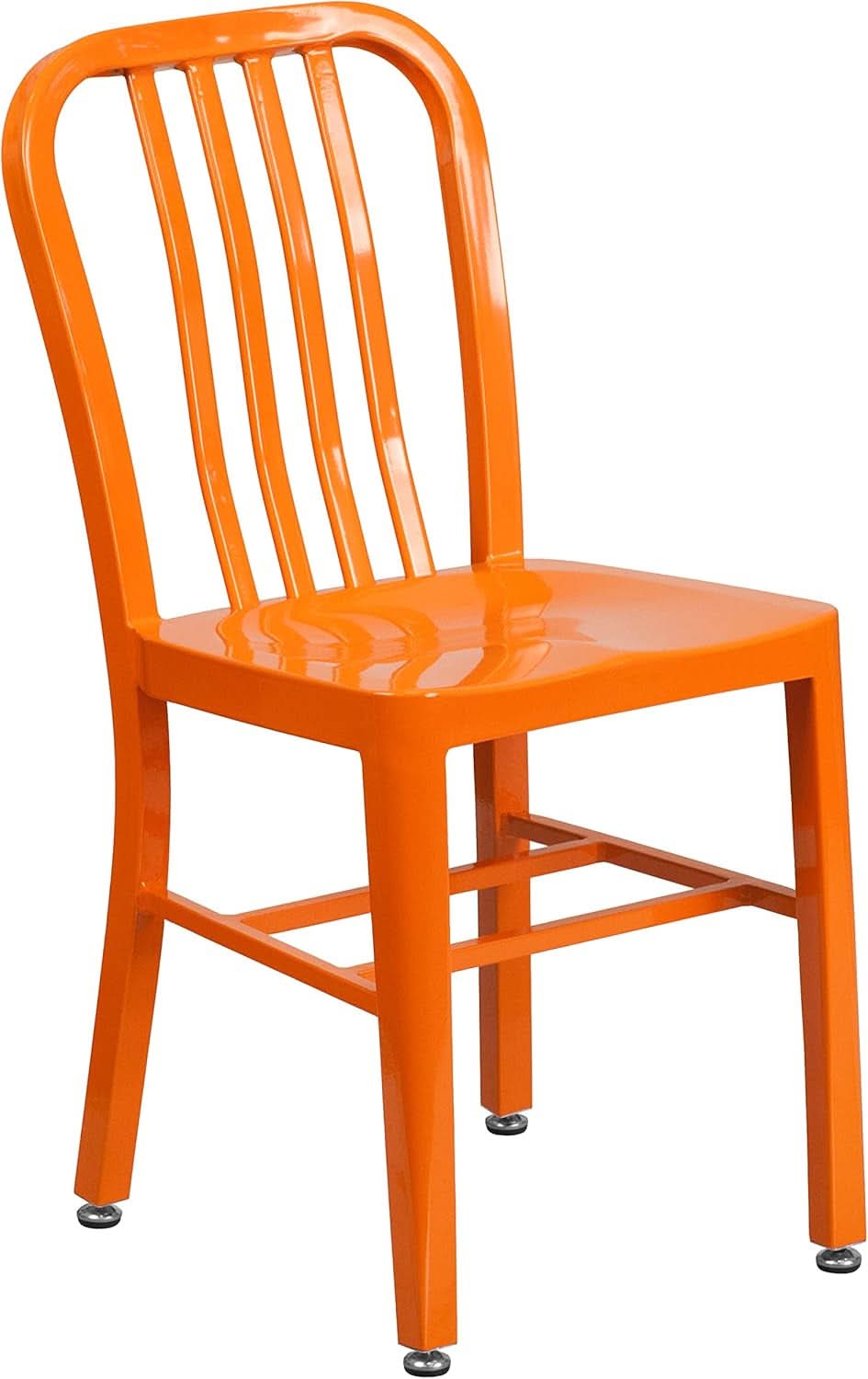 Set of 2 Commercial Grade Indoor/Outdoor Metal Dining Chairs- Orange