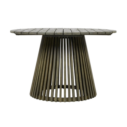Round Outdoor Grey Acacia Wood Patio Dining Table - 47.25 inch