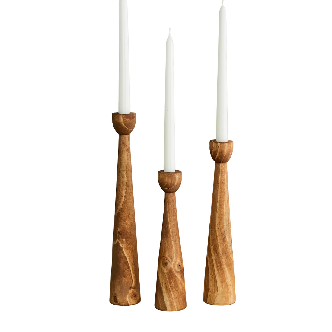 Tapered Candlestick Holders - Cognac, Espresso, Natural