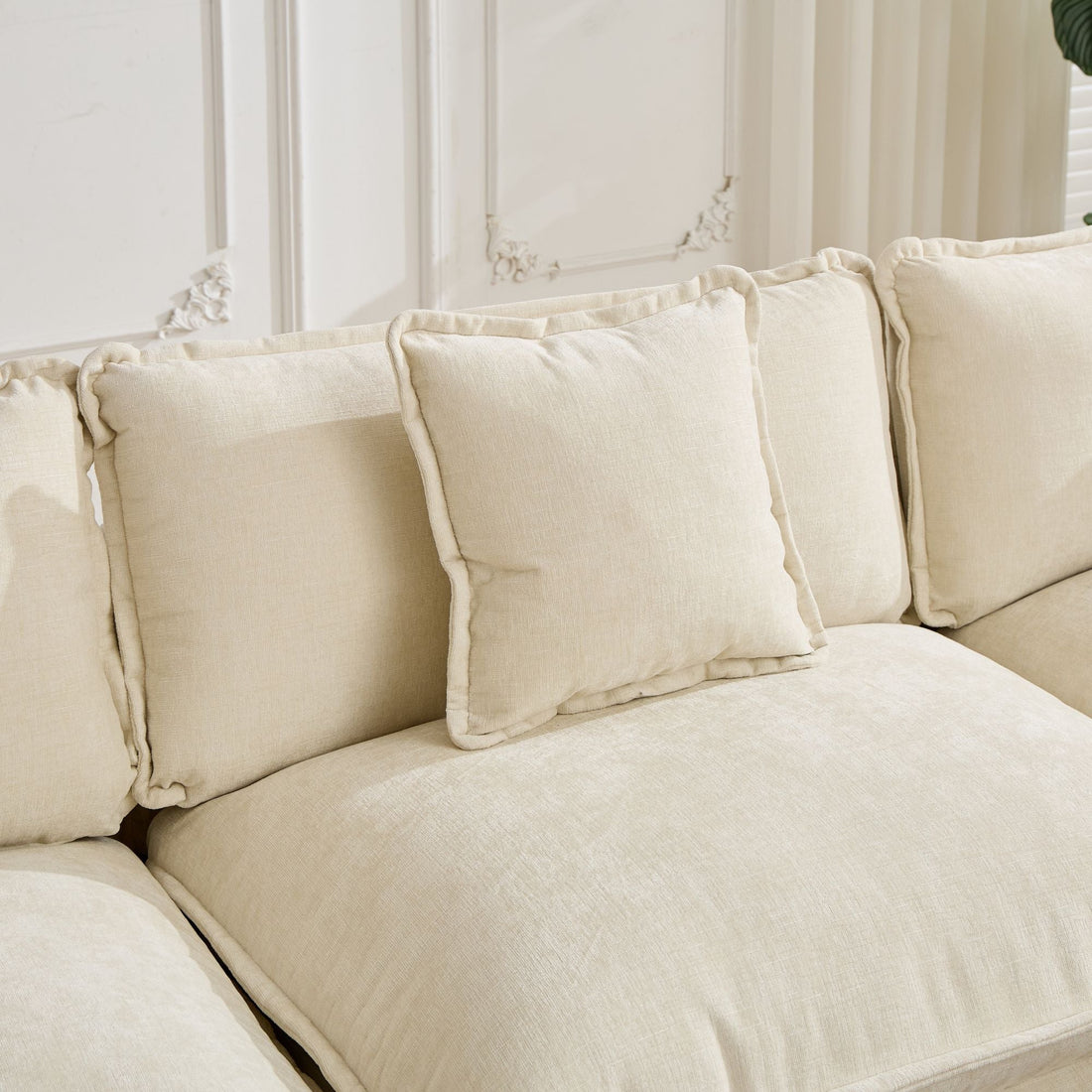 Cloud 4 Seat Sofa with Chenille Fabric in Beige