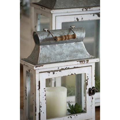 Rustic Wooden Hurricane Lanterns - Set of 2