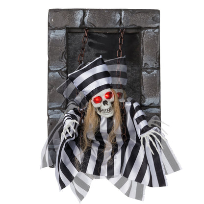 Animated Halloween Decoration - 18 Inch Skeleton Prisoner
