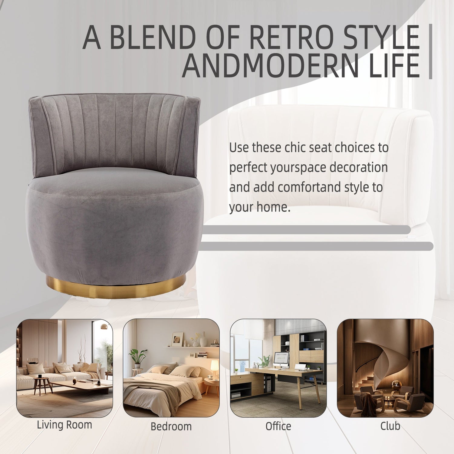 360 Degree Swivel Cuddle Barrel Accent Sofa Chairs