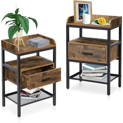 Set of 2 Industrial Style Nightstands