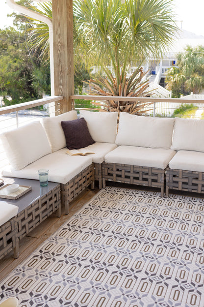 Moroccan Cool Silver Outdoor Mat