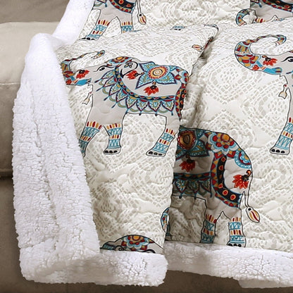 Hati Elephants Sherpa Throw - 3 Colors