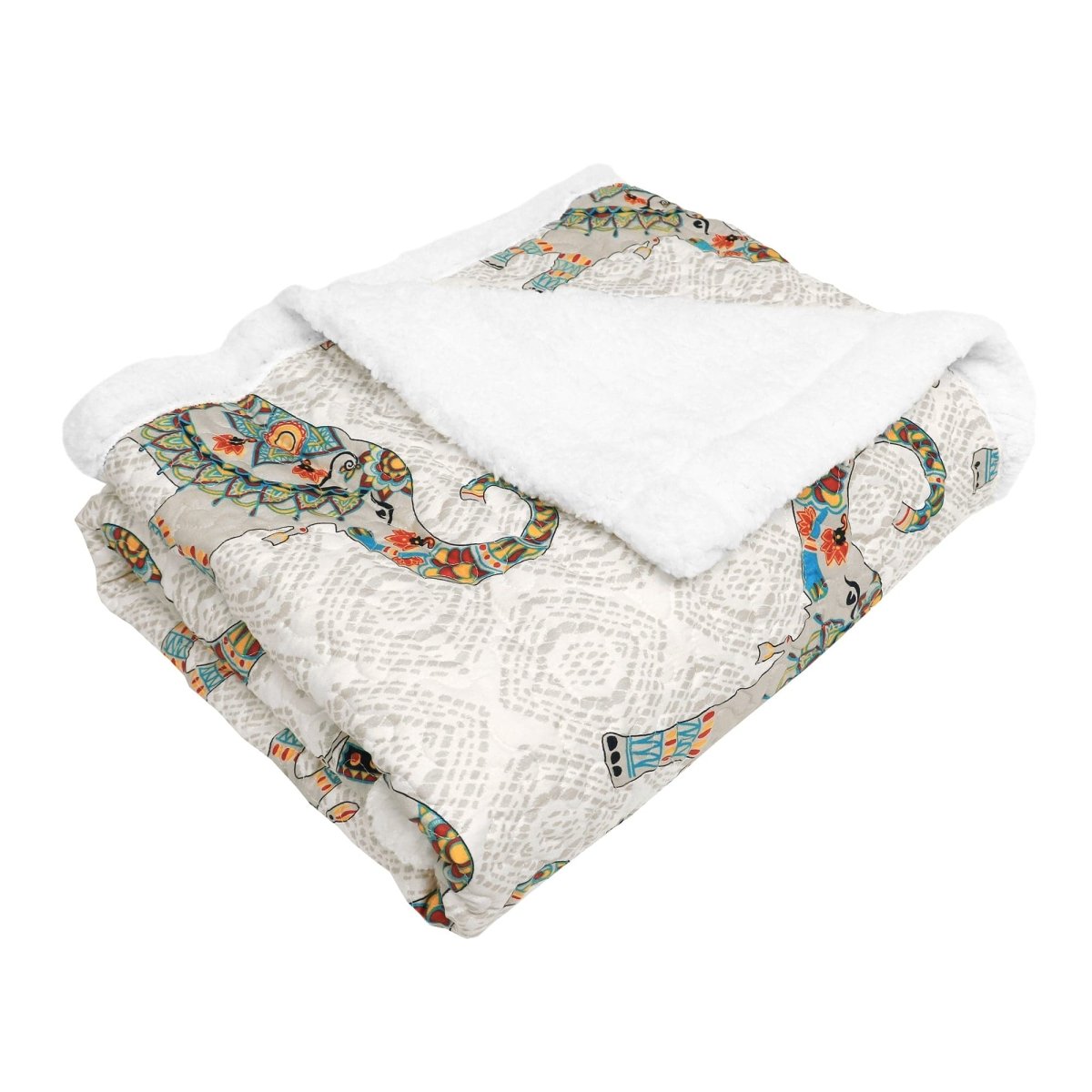 Hati Elephants Sherpa Throw - 3 Colors