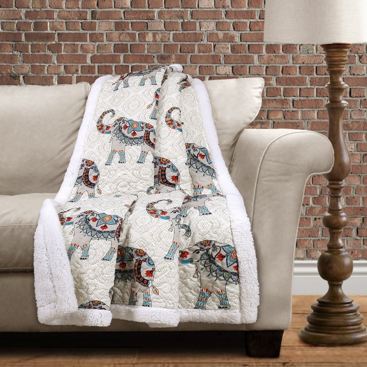 Hati Elephants Sherpa Throw - 3 Colors