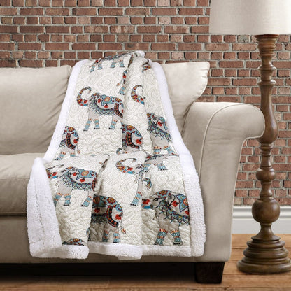 Hati Elephants Sherpa Throw - 3 Colors