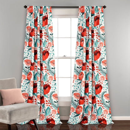 Poppy Garden Light Filtering Window Curtain Panel Sets