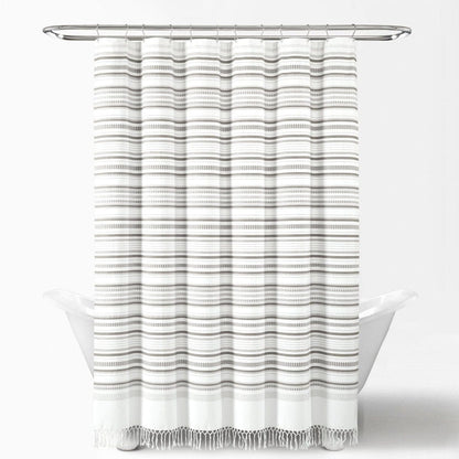 Urban Woven Yarn-Dyed Recycled Cotton Blend Shower Curtain