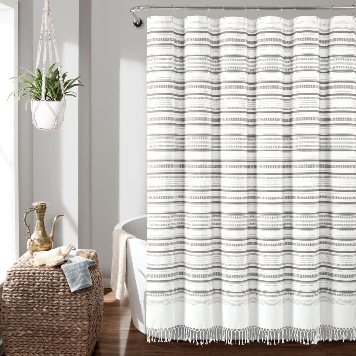 Urban Woven Yarn-Dyed Recycled Cotton Blend Shower Curtain