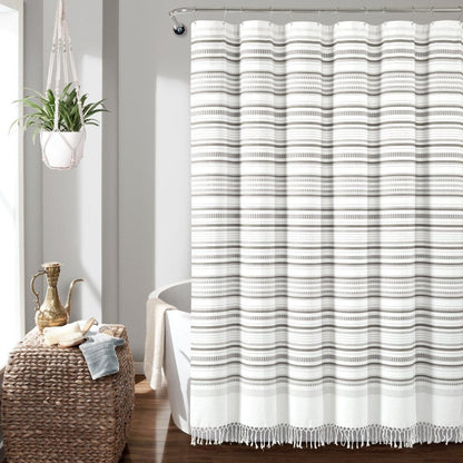 Urban Woven Yarn-Dyed Recycled Cotton Blend Shower Curtain