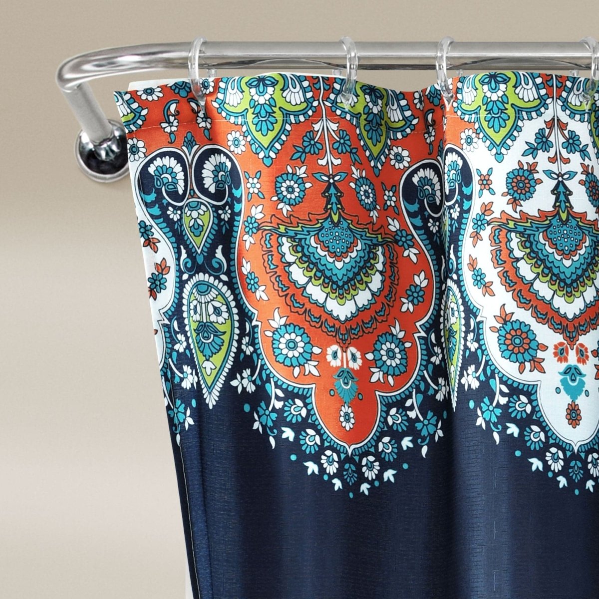 Bohemian Meadow Shower Curtain w/ Liner &amp; Hooks - Complete Set