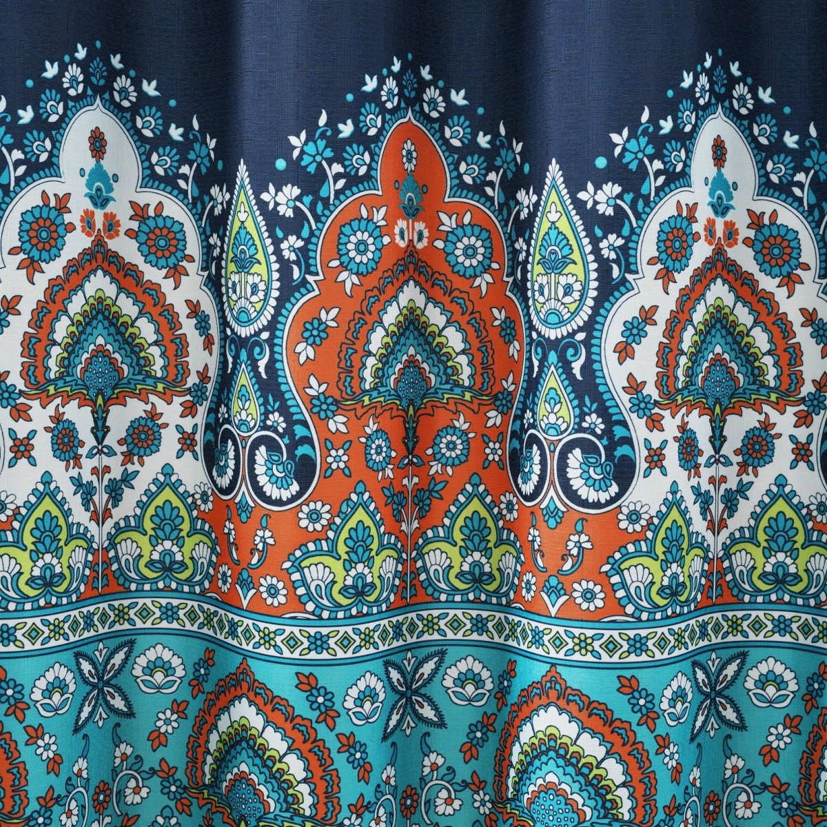 Bohemian Meadow Shower Curtain w/ Liner &amp; Hooks - Complete Set