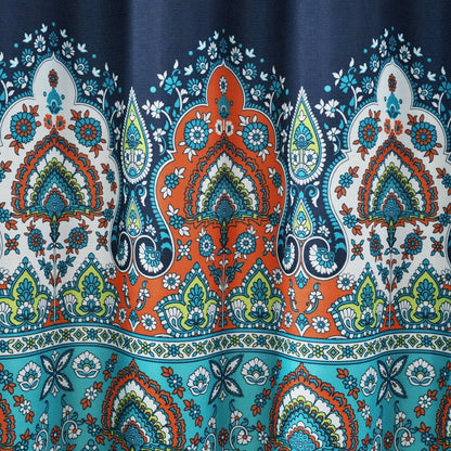 Bohemian Meadow Shower Curtain w/ Liner &amp; Hooks - Complete Set