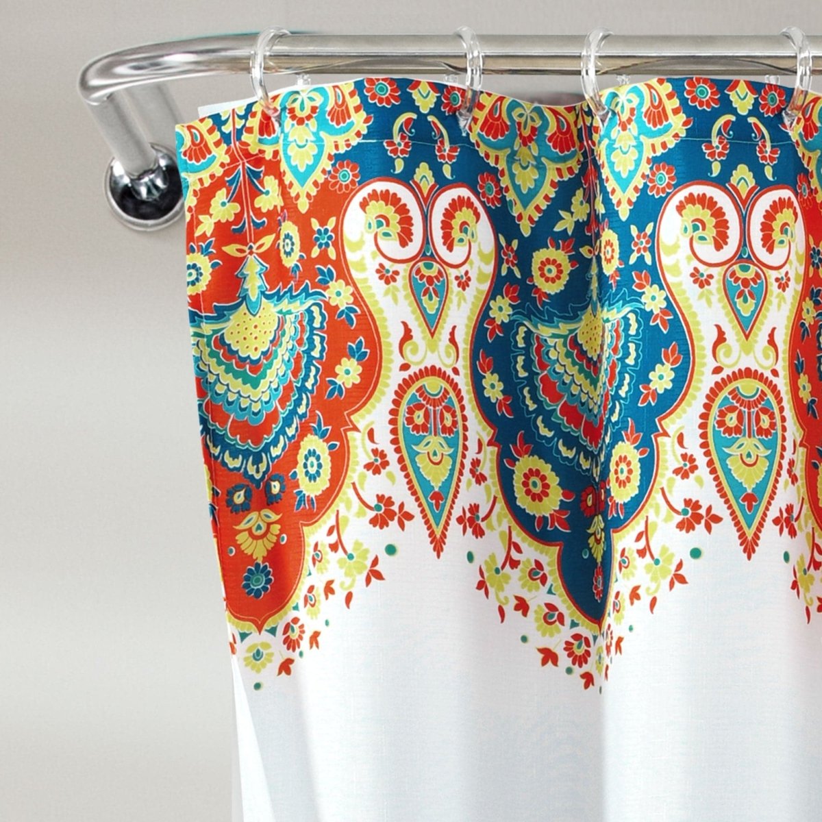 Bohemian Meadow Shower Curtain w/ Liner &amp; Hooks - Complete Set