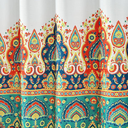 Bohemian Meadow Shower Curtain w/ Liner &amp; Hooks - Complete Set
