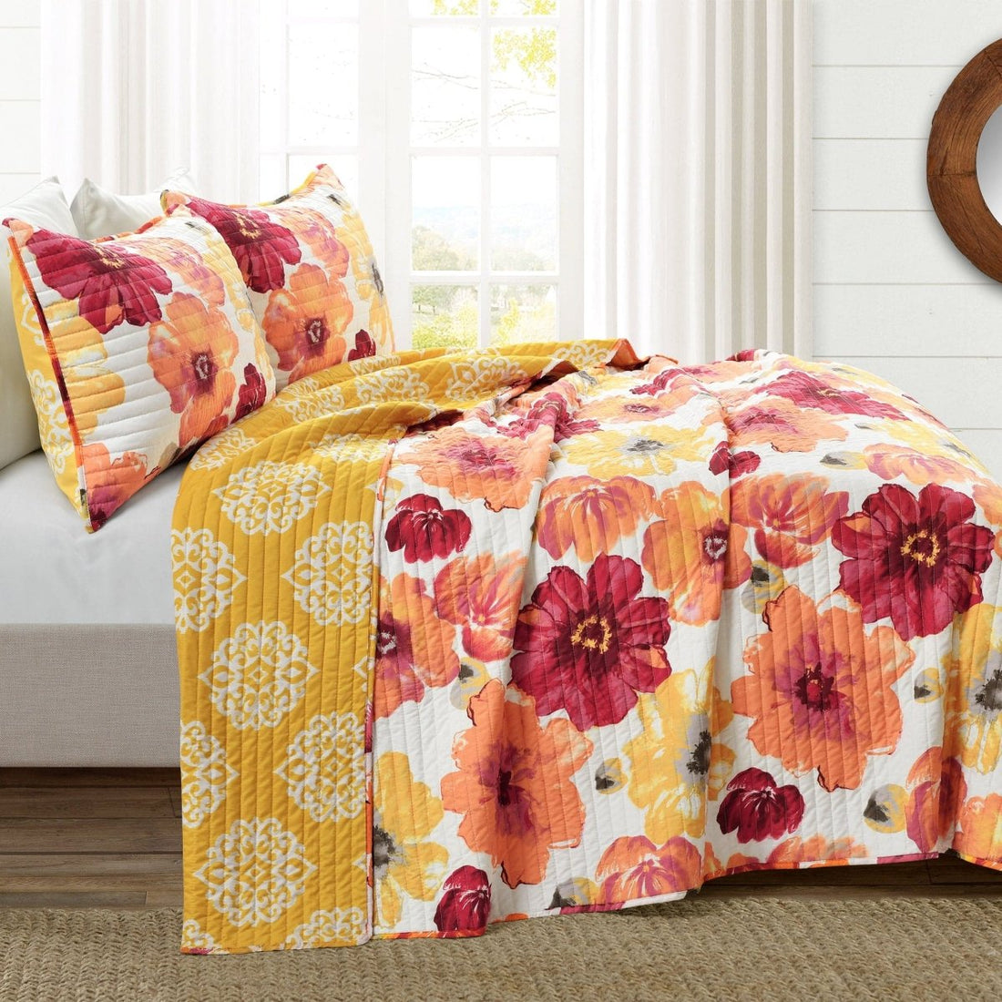 Leah 3 Piece Reversible Quilt Sets - 5 Colors