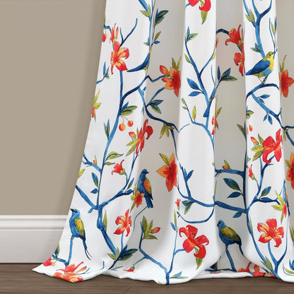 Neela Birds Light Filtering Window Curtain Panel Sets