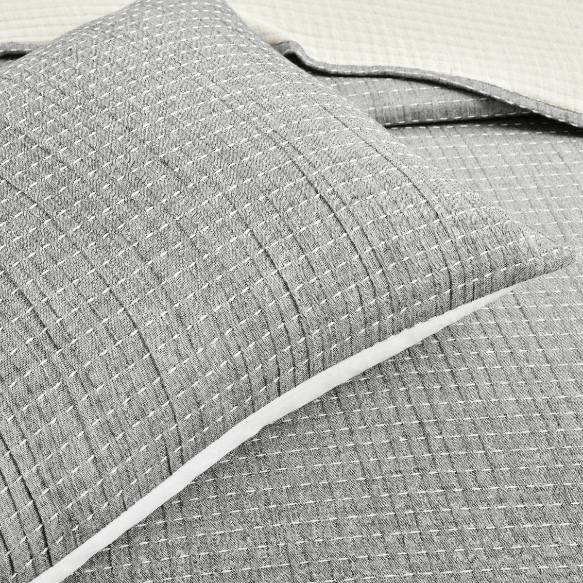 Solid Kantha Pick Stitch Yarn Dyed Cotton Woven Quilt Sets - 5 Colors
