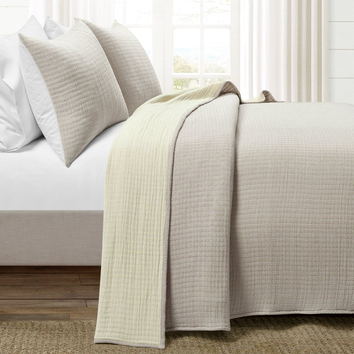 Solid Kantha Pick Stitch Yarn Dyed Cotton Woven Quilt Sets - 5 Colors