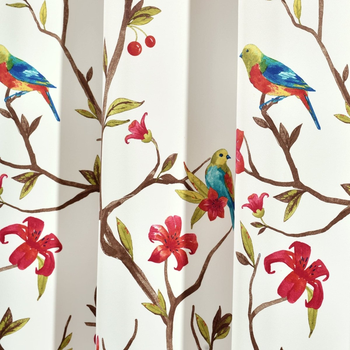 Neela Birds Light Filtering Window Curtain Panel Sets