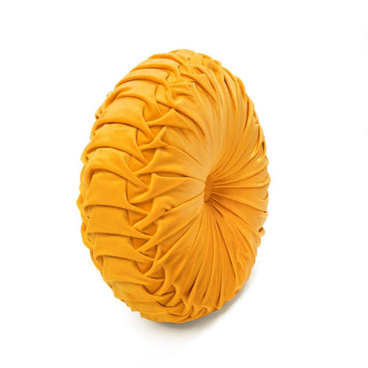 Round Pleated Soft Velvet Throw Pillow