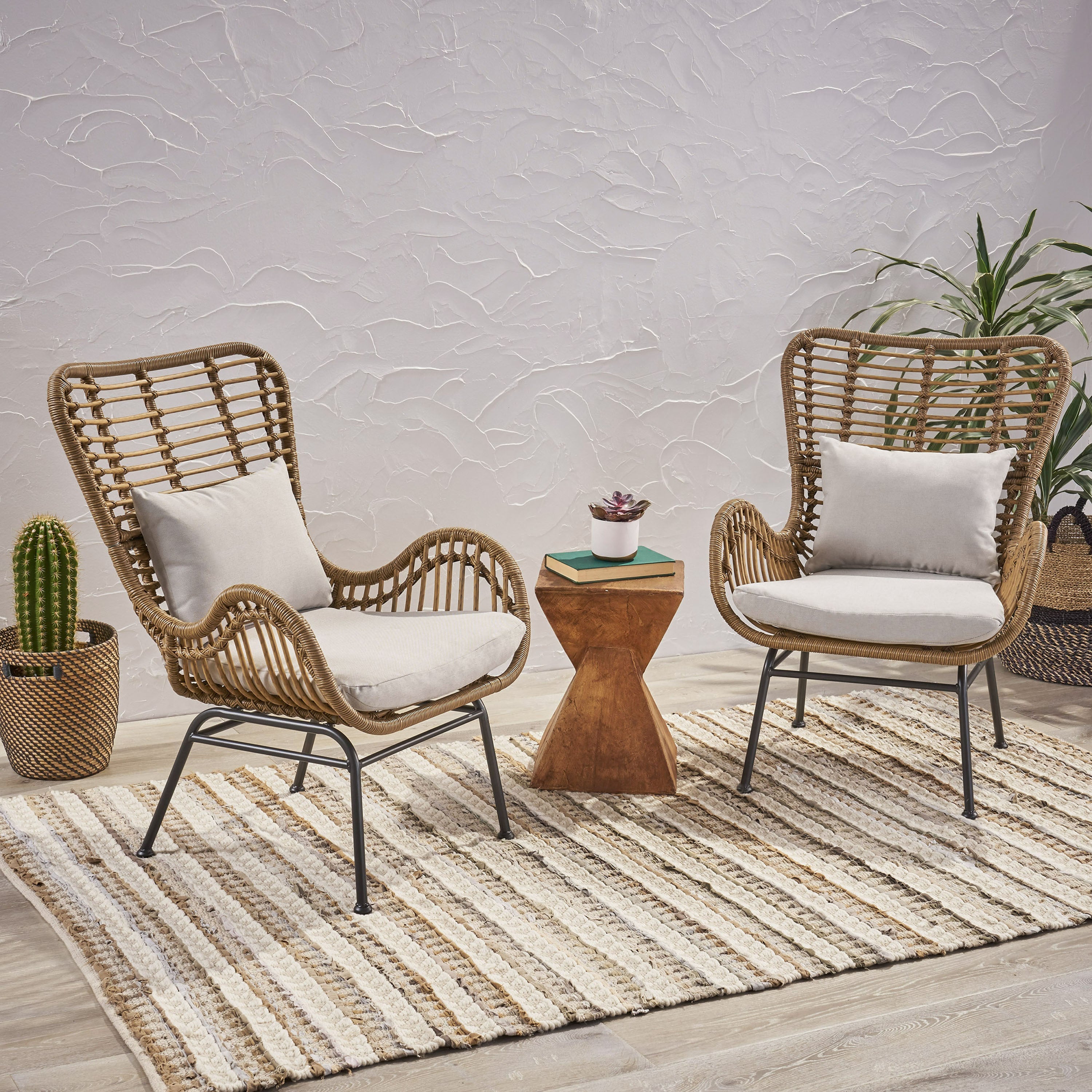 Outdoor Rattan Accent Chairs - set of 2