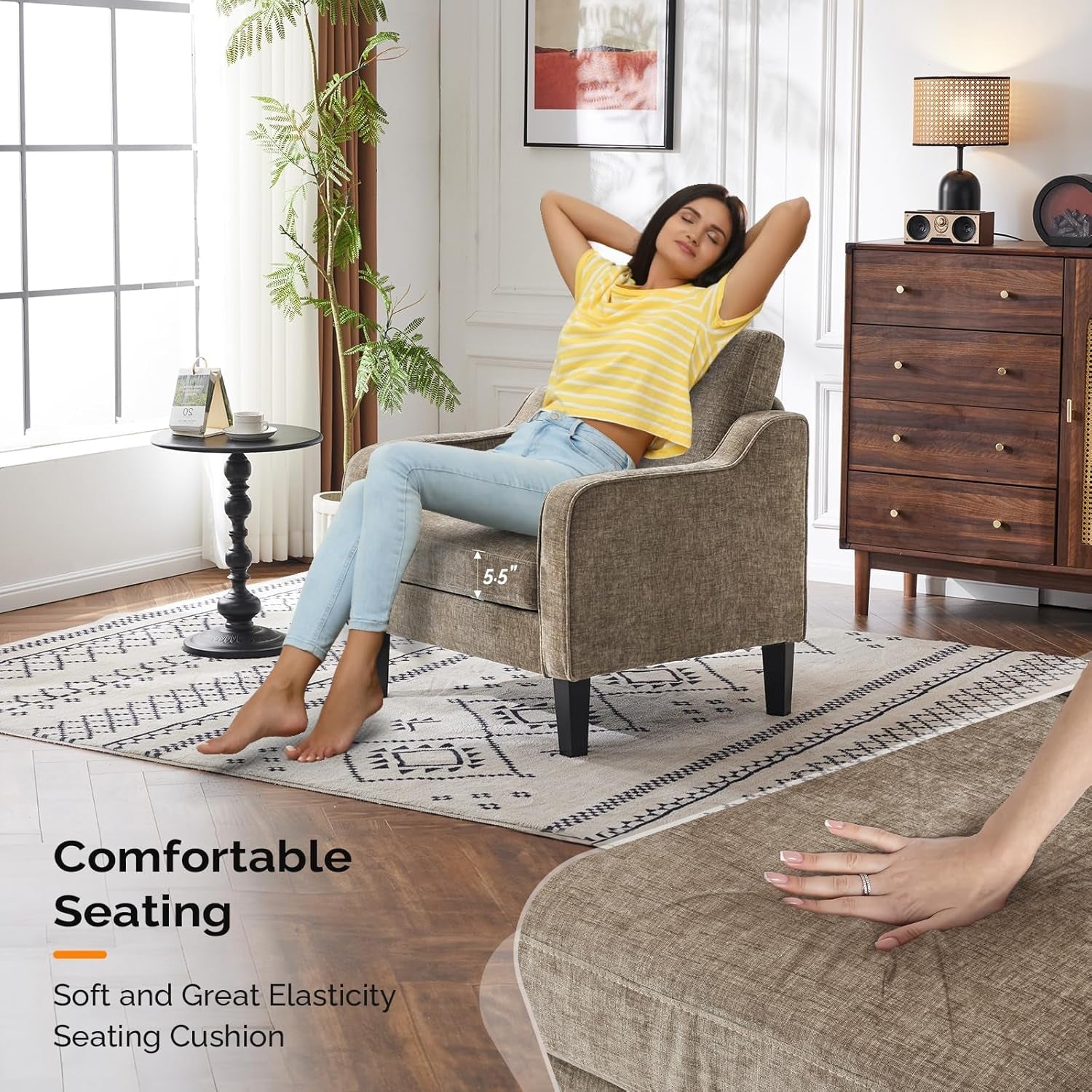 Light Brown Upholstered Accent Chairs - 2 pc Set
