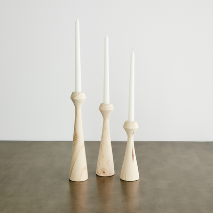 Tapered Diamond Wood Candle Holders