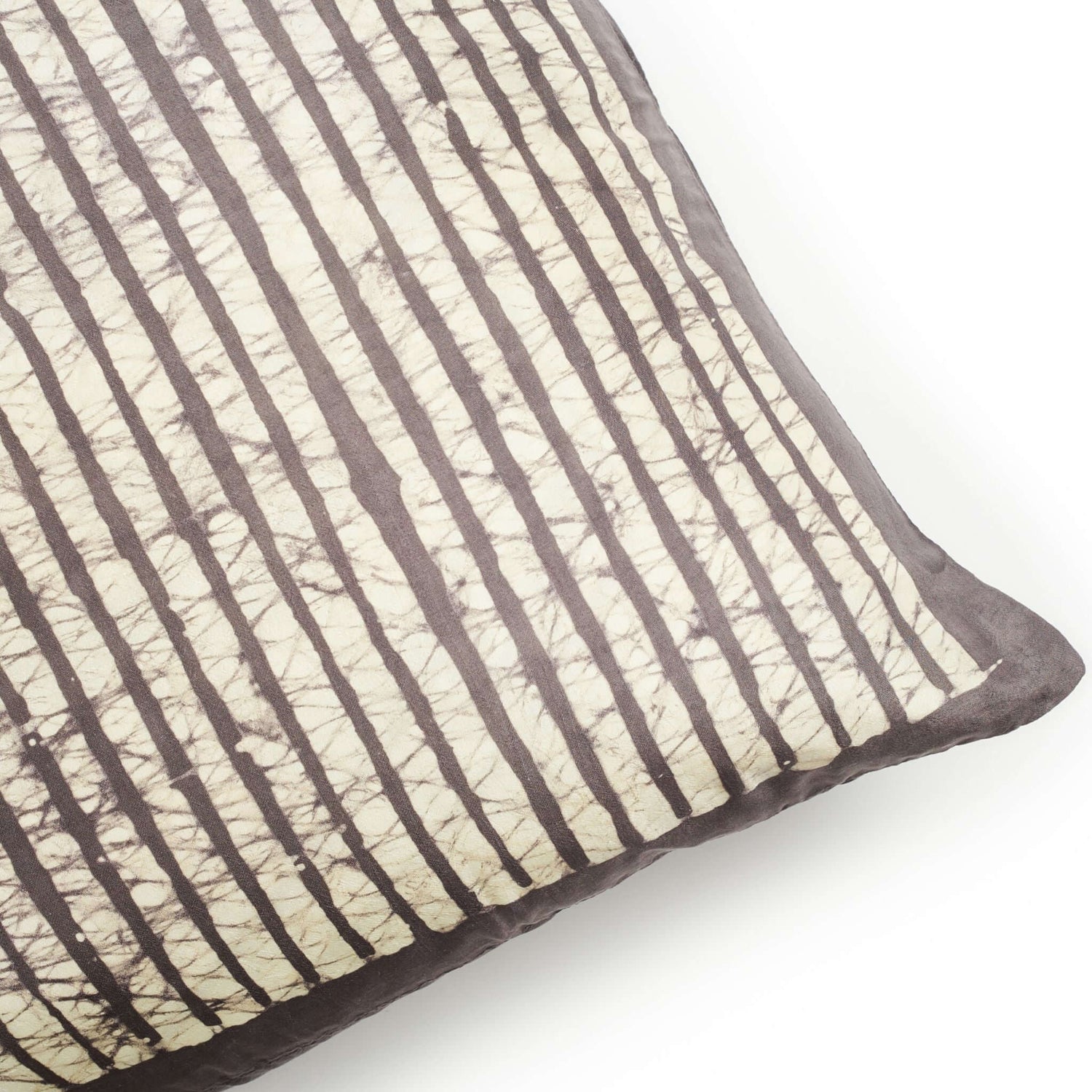 Maple Black Hand Wax Block Printed Stripes Mulberry Silk Pillow