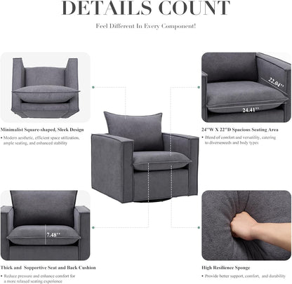 Swivel Armchairs in Dark Gray - 2 pc Set