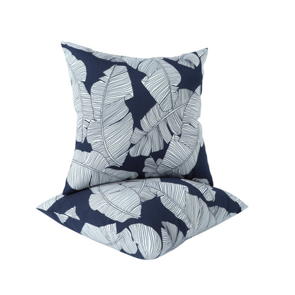 2 Pack Outdoor Throw Pillows - 18x18 Blue Leaf