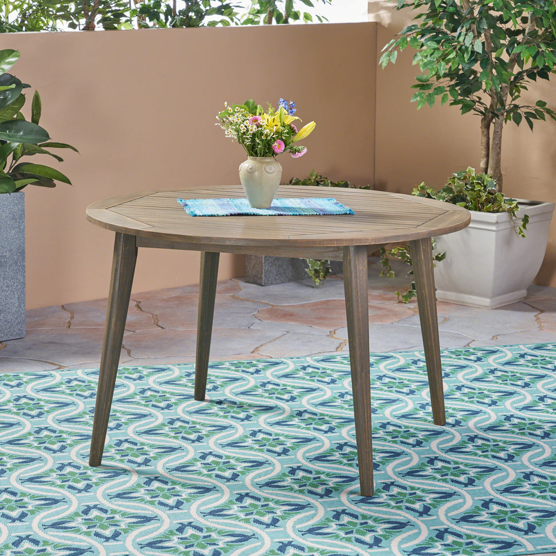 STAMFORD 47" Outdoor Dining Table - Grey Acacia Wood