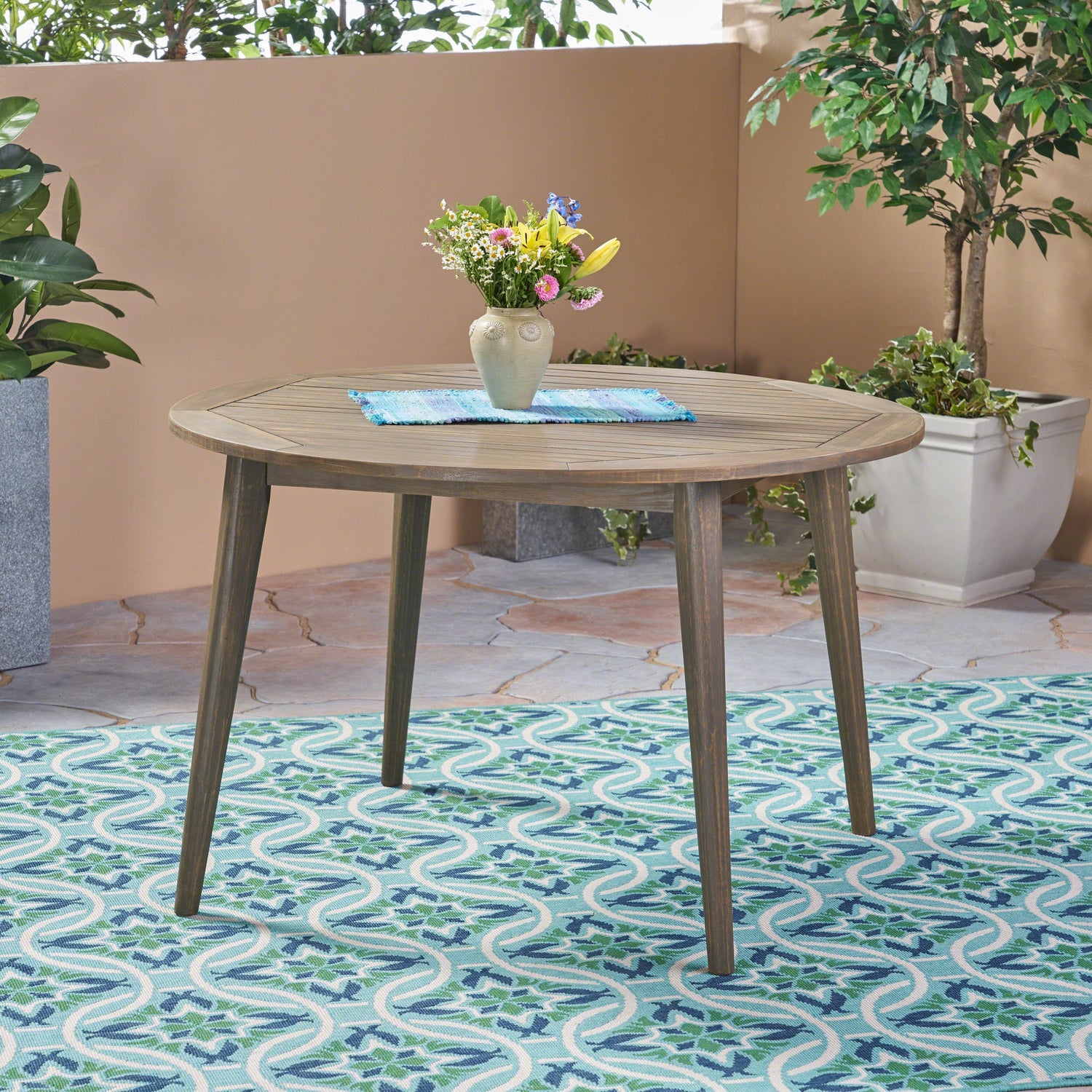 STAMFORD 47" Outdoor Dining Table - Grey Acacia Wood