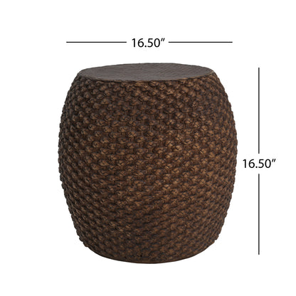 Faux Rattan Indoor/Outdoor Side Table - Brown