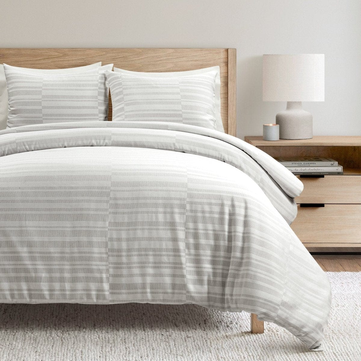 Sawyer Modern Broken Stripe Duvet Cover - 3 Piece Set