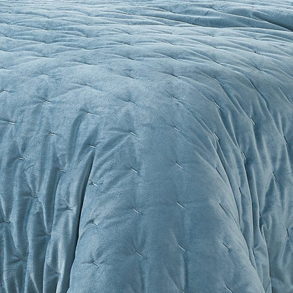 Haven Velvet Embroidered Stitch Cozy Super Soft Quilt 3 Piece Set